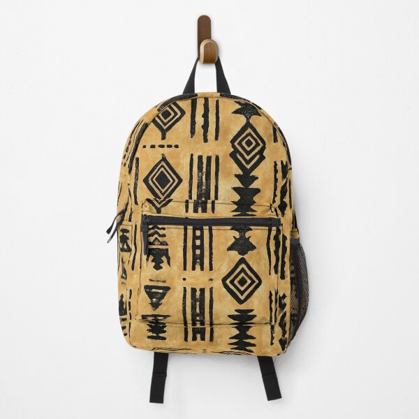 Item preview, Tribal Block Print Pattern Black Ochre Folk Symbols designed and sold by Nine Lives Studio.