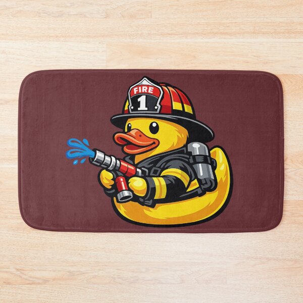 Artikelvorschau, Lustige Feuerwehr-Gummiente, Cartoon-Feuerwehrmann-Ente entworfen und verkauft von BROHLine Studio.