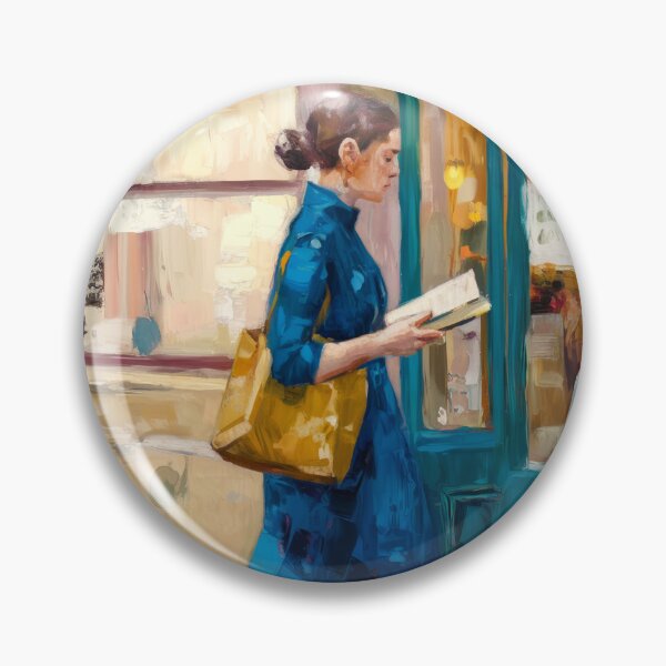 Item preview, Woman Reading Outside a Parisian Bookshop, Impressionist Art designed and sold by CARRAANN.
