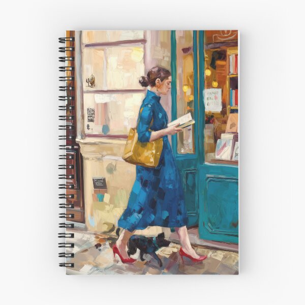 Item preview, Woman Reading Outside a Parisian Bookshop, Impressionist Art designed and sold by CARRAANN.