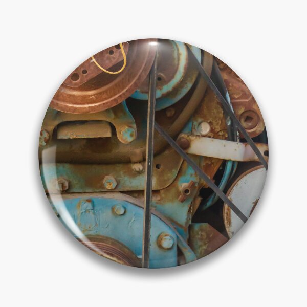 Item preview, Close-Up Of Rusty Blue Engine Pulleys And Belts On Vintage Industrial Machinery designed and sold by Nmallia.