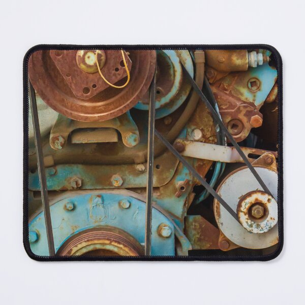 Item preview, Close-Up Of Rusty Blue Engine Pulleys And Belts On Vintage Industrial Machinery designed and sold by Nmallia.