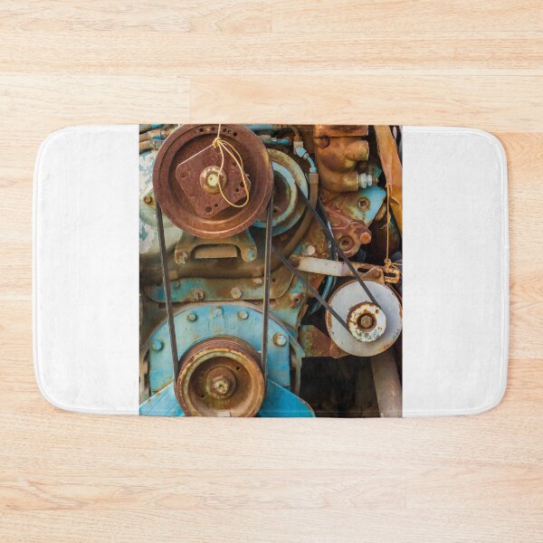 Item preview, Close-Up Of Rusty Blue Engine Pulleys And Belts On Vintage Industrial Machinery designed and sold by Nmallia.