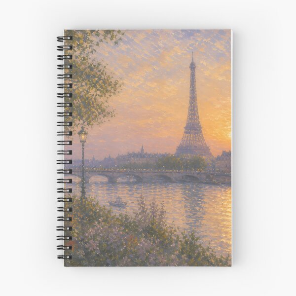 Item preview, Golden Hour in Paris – Monet Inspired Eiffel Tower Landscape designed and sold by Wandered North.