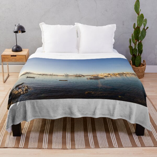 Item preview, Scenic Harbor With Boats and Calm Sea at Sunset Over Coastal Town Waterfront designed and sold by Nmallia.