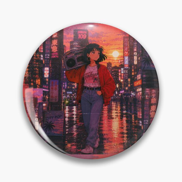 Item preview, Retro Anime City Pop Girl Boombox Tokyo designed and sold by littlepiptales.