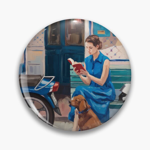 Item preview, Woman Reading with Her Dog, Impressionist Parisian Street designed and sold by CARRAANN.