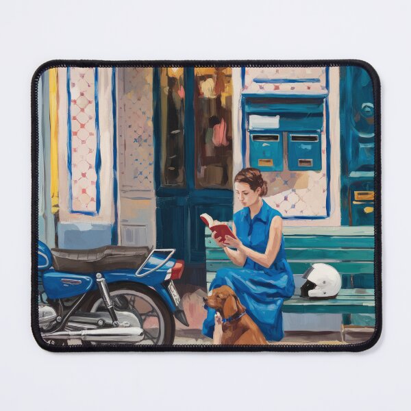 Item preview, Woman Reading with Her Dog, Impressionist Parisian Street designed and sold by CARRAANN.