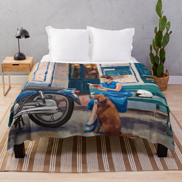 Item preview, Woman Reading with Her Dog, Impressionist Parisian Street designed and sold by CARRAANN.