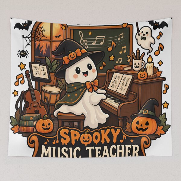 Item preview, Spooky Music Teacher Halloween Ghost Piano Music Lover designed and sold by LuminoSky Creations.