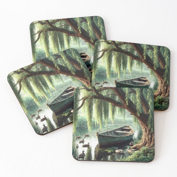 Item preview, Rowboat Under a Willow Tree with Ducks designed and sold by Maria Dryfhout.