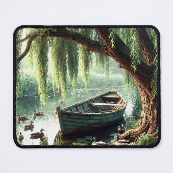 Item preview, Rowboat Under a Willow Tree with Ducks designed and sold by Maria Dryfhout.