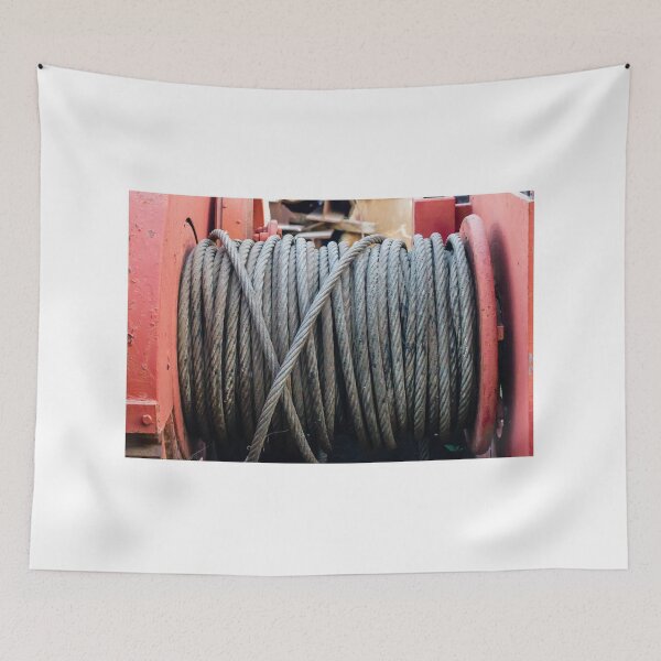 Item preview, Heavy Steel Wire Rope Wound on Industrial Winch Drum With Red Painted Frame designed and sold by Nmallia.