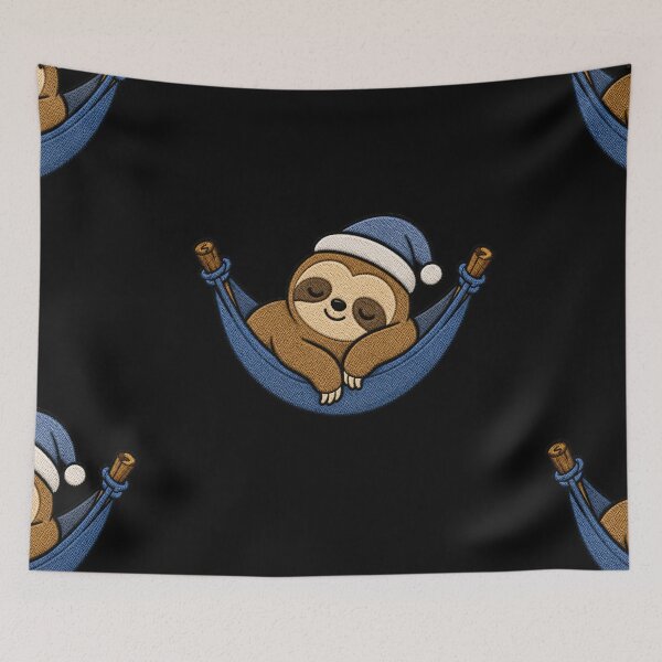Item preview, Cute Sloth Sleeping in Hammock Kawaii Embroidery Patch designed and sold by ColorSplash123.