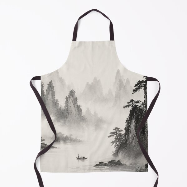 Item preview, Chinese Ink Landscape Misty Mountains River Fog designed and sold by Jozefin's Studio.