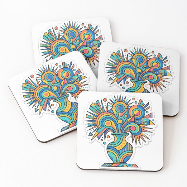 Item preview, Geometric Flower Vase Sticker | Colorful Abstract Bouquet Sticker | Vibrant Pop Art Vinyl Decal designed and sold by RoyArt0.