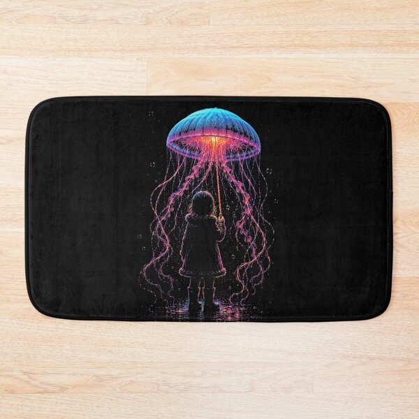 Item preview, Jellyfish Umbrella – Child Under a Glowing Sea Guardian designed and sold by isaiane-isa.