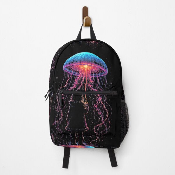 Item preview, Jellyfish Umbrella – Child Under a Glowing Sea Guardian designed and sold by isaiane-isa.