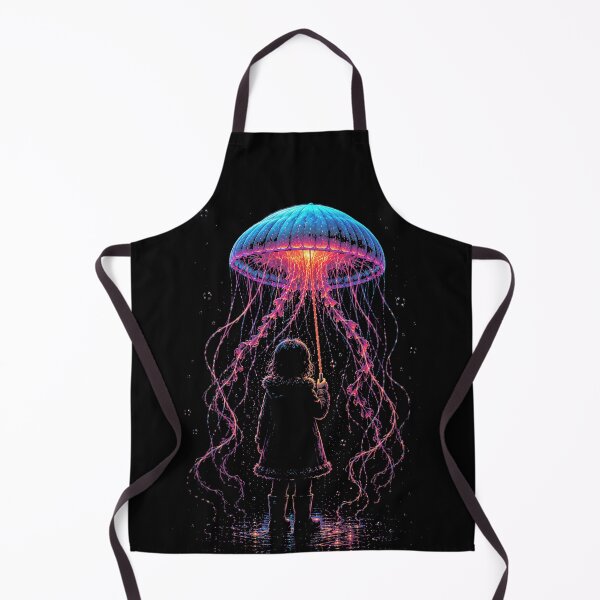 Item preview, Jellyfish Umbrella – Child Under a Glowing Sea Guardian designed and sold by isaiane-isa.