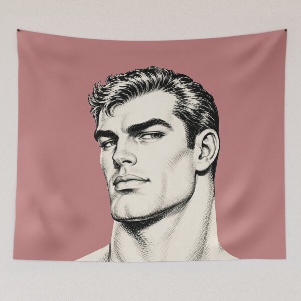 Item preview, Classic Handsome Man Portrait - Vintage Comic Ink Art designed and sold by gayishdesign.