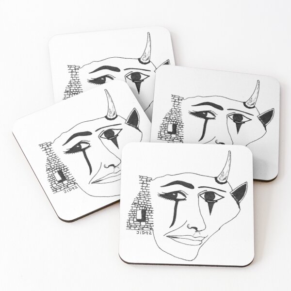 Item preview, Horned Crying Figure – Original 1992 Surrealist Ink Drawing designed and sold by RedHook-Art.