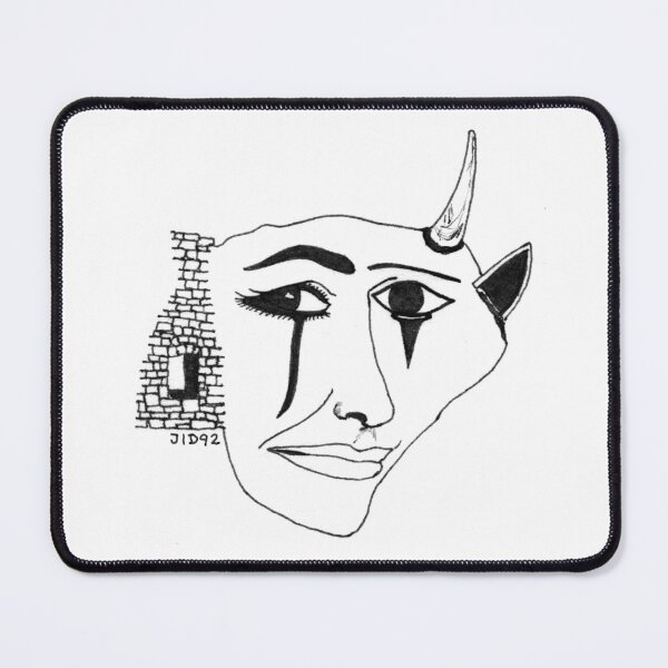Item preview, Horned Crying Figure – Original 1992 Surrealist Ink Drawing designed and sold by RedHook-Art.