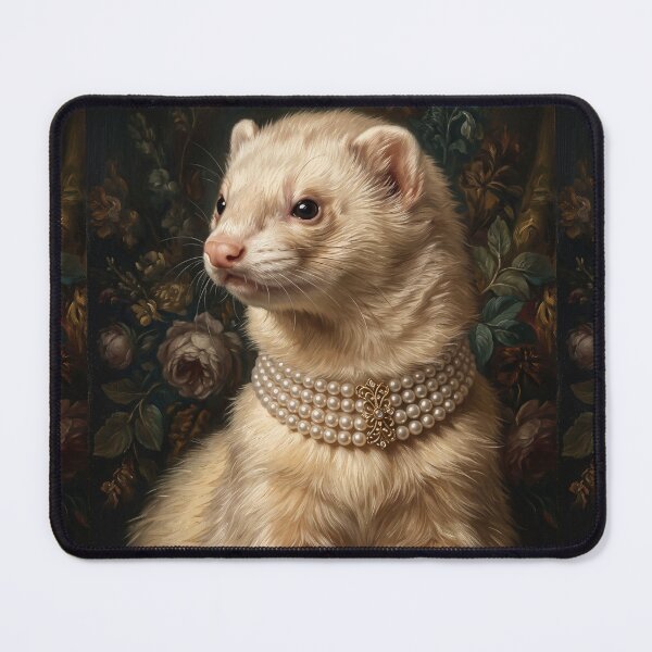 Item preview, Noble Ferret with Golden Brooch Choker designed and sold by Real Beast Art.