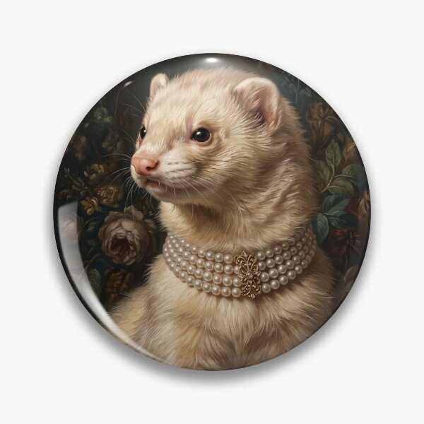 Item preview, Noble Ferret with Golden Brooch Choker designed and sold by Real Beast Art.
