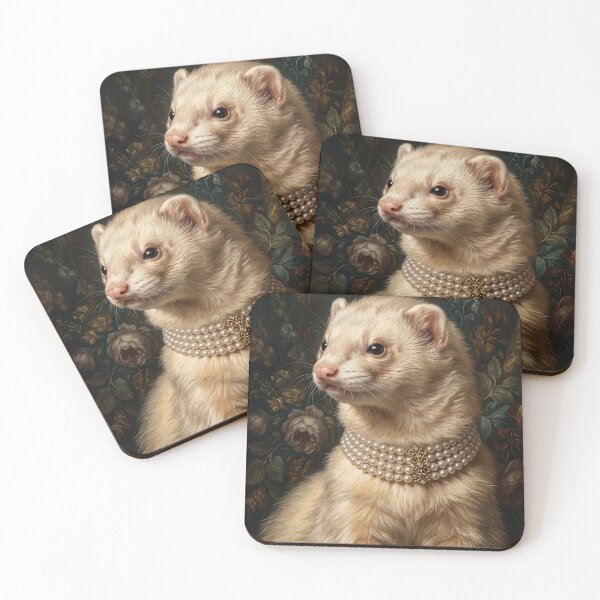 Item preview, Noble Ferret with Golden Brooch Choker designed and sold by Real Beast Art.