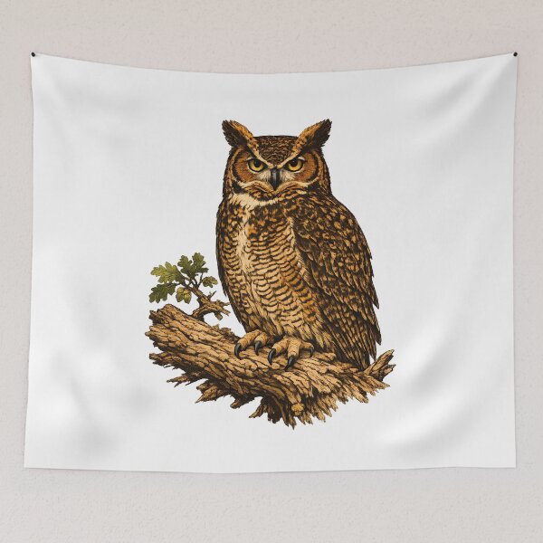 Item preview, Horned owl on an ancient oak tree designed and sold by Daily Quirk.