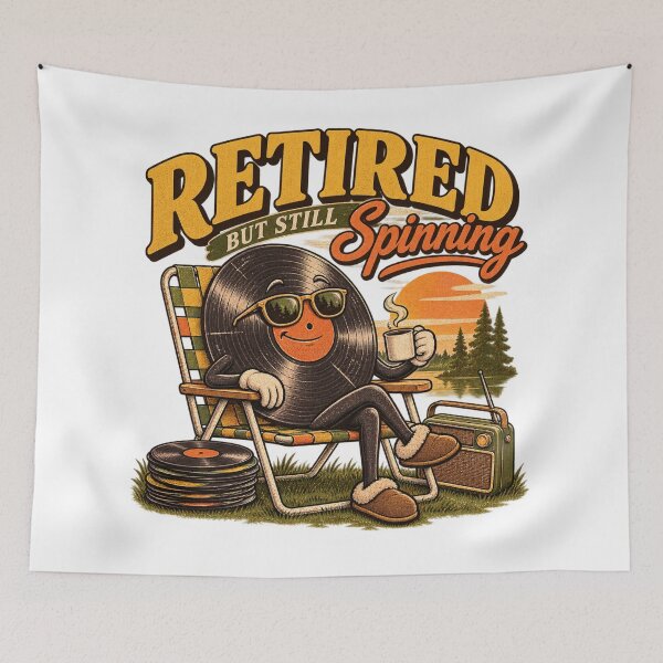 Item preview, Retired But Still Spinning – Funny Vintage Vinyl designed and sold by Golden Era Studio.