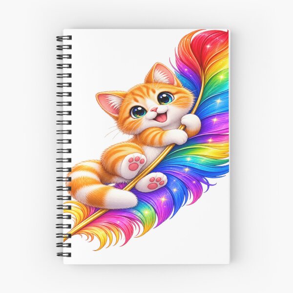 Item preview, Cute Orange Cat on Rainbow Feather – Magical Cat Sticker designed and sold by Genzfirevibes.