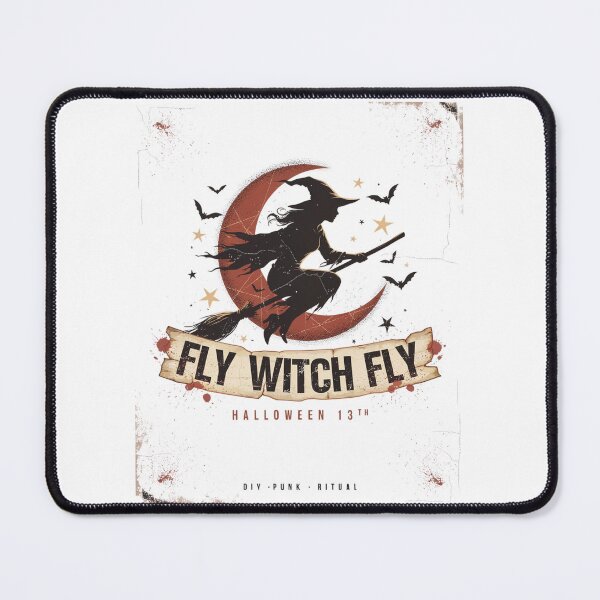 Item preview, Flying Witch T-Shirt | Broomstick Crescent Moon Halloween Graphic Tee v10 designed and sold by DarylWelsh2024.
