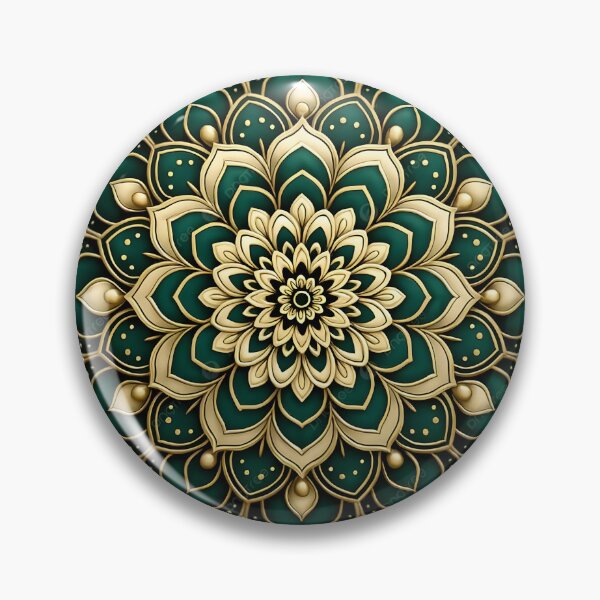 Item preview, Emerald Green & Gold Mandala – Elegant Indian Lotus Ornament designed and sold by Kruti Collection.