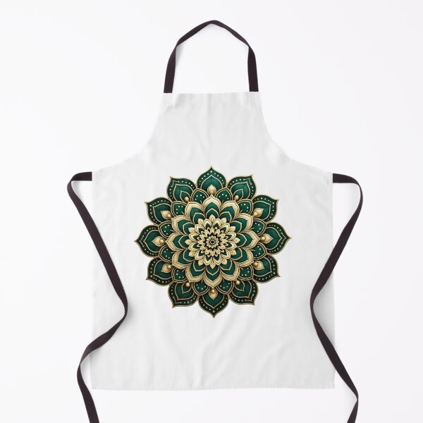 Item preview, Emerald Green & Gold Mandala – Elegant Indian Lotus Ornament designed and sold by Kruti Collection.