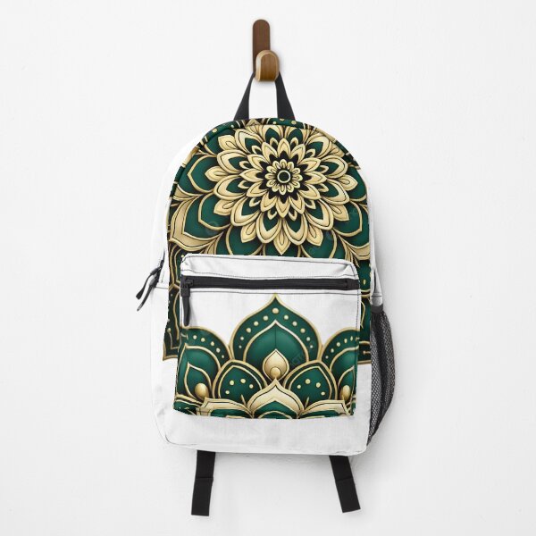 Item preview, Emerald Green & Gold Mandala – Elegant Indian Lotus Ornament designed and sold by Kruti Collection.