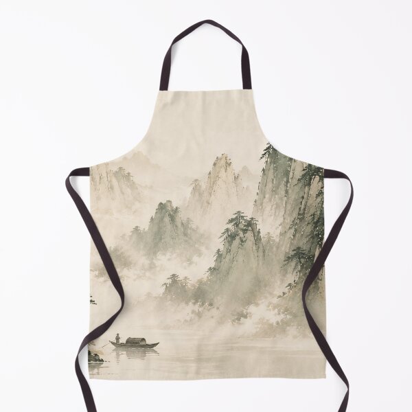 Item preview, Chinese Ink Landscape Misty Mountains River Watercolour designed and sold by Jozefin's Studio.