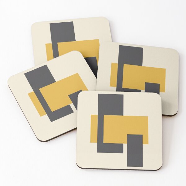 Item preview, Offset Rectangle Blocks | Mid-Century Ochre and Charcoal Print designed and sold by Zaramodo.