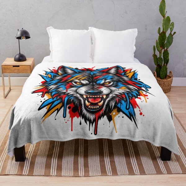 Item preview, Fierce Alpha Wolf Graffiti Splatter Streetwear Art designed and sold by shemodas.