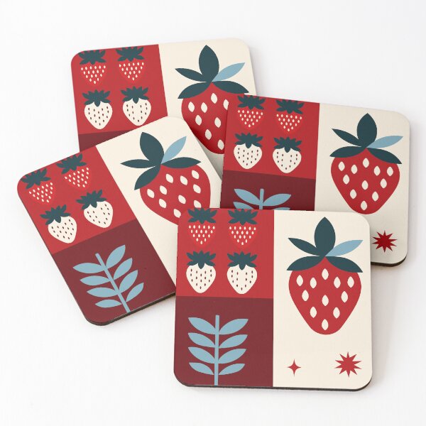 Item preview, Nordic Strawberry Patch - Modern Scandinavian Folk Pattern designed and sold by UniqueDesign751.