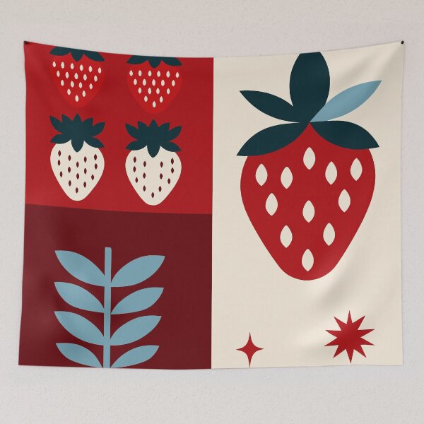 Item preview, Nordic Strawberry Patch - Modern Scandinavian Folk Pattern designed and sold by UniqueDesign751.