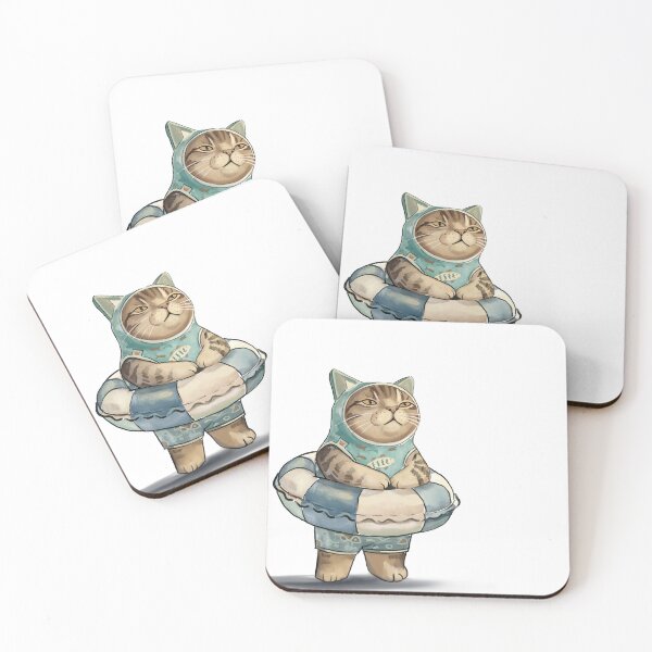 Item preview, Grumpy Cat on a Pool Float – Funny Summer Cat Illustration designed and sold by jassoart.