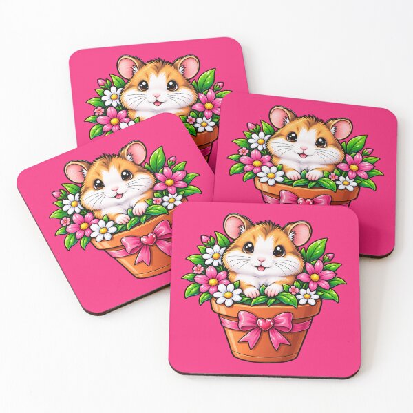 Item preview, Cute Hamster in a Flower Pot with Pink Bow designed and sold by Hari Arts.
