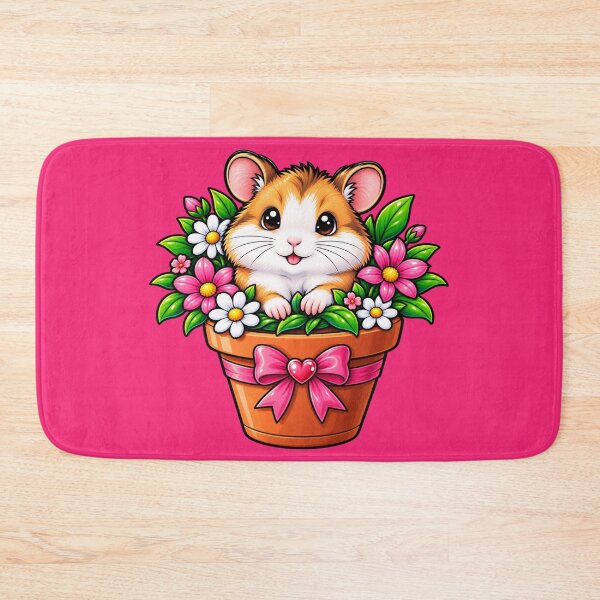 Item preview, Cute Hamster in a Flower Pot with Pink Bow designed and sold by Hari Arts.