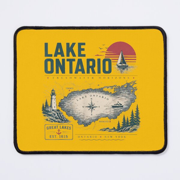 Item preview, Lake Ontario Vintage Map Great Lakes Lighthouse Sailboat Travel Graphic designed and sold by Miniadecal.