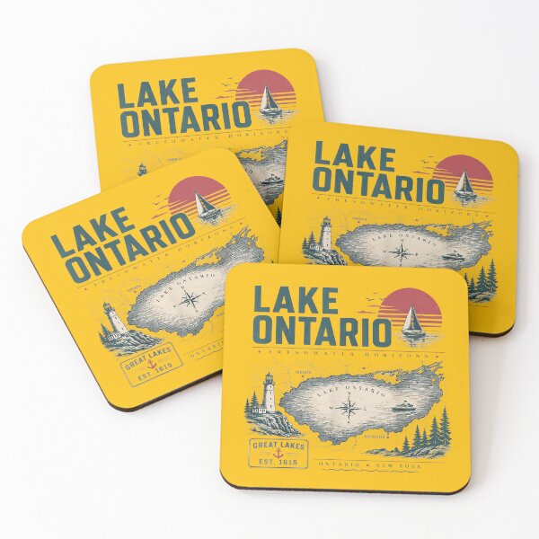 Item preview, Lake Ontario Vintage Map Great Lakes Lighthouse Sailboat Travel Graphic designed and sold by Miniadecal.