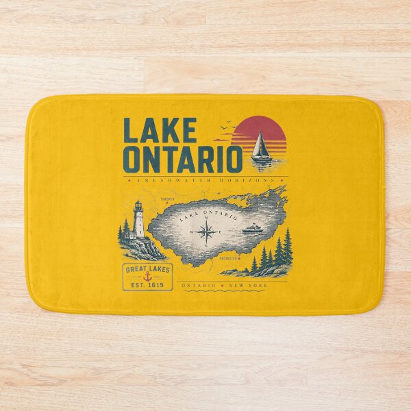 Item preview, Lake Ontario Vintage Map Great Lakes Lighthouse Sailboat Travel Graphic designed and sold by Miniadecal.