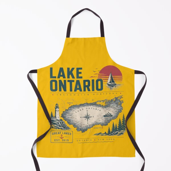 Aperçu de l'œuvre Lake Ontario Vintage Map Great Lakes Lighthouse Sailboat Travel Graphic créée et vendue par Miniadecal.