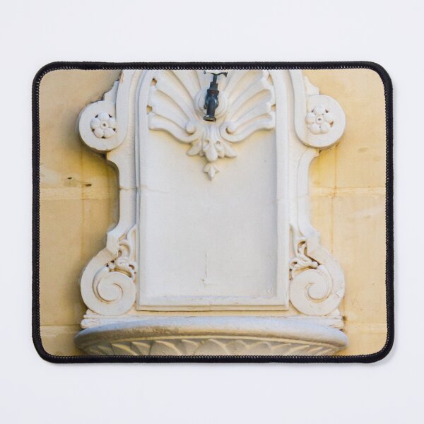 Item preview, Ornate White Wall Fountain With Shell Motif And Classical Architectural Detail On Beige Stone Wall designed and sold by Nmallia.
