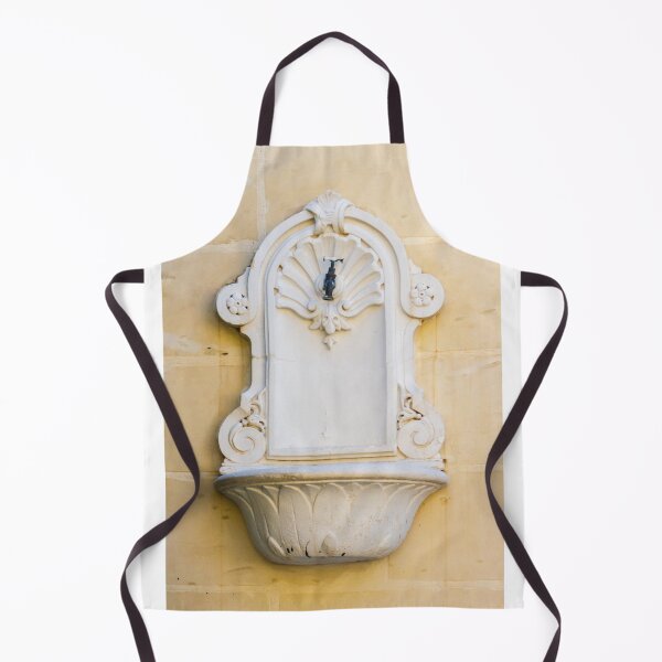 Item preview, Ornate White Wall Fountain With Shell Motif And Classical Architectural Detail On Beige Stone Wall designed and sold by Nmallia.